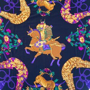 Authentic Hermes 90 vintage silk scarf. Asian artistic design.